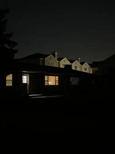 Peaceful night, soft glow from within.